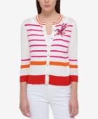 Tommy Hilfiger Striped Embellished Cardigan, Only At Macy's