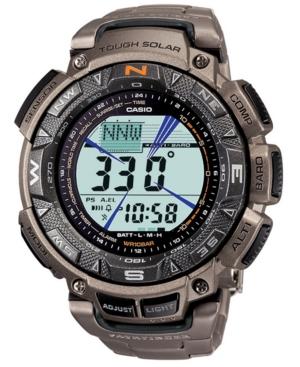 Casio Watch, Digital Lcd Pathfinder Titanium Bracelet Pag240t-7