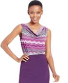Tahari Asl Sleeveless Printed Drape-neck Top