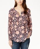 Lucky Brand Printed Button-down Peasant Shirt