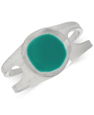 Robert Lee Morris Soho Silver-tone & Teal Hinged Bangle Bracelet