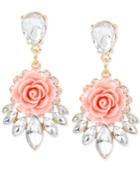 M. Haskell Gold-tone Crystal Rose Drop Earrings