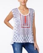 Jessica Simpson Lavi Geo-print Split-back Top