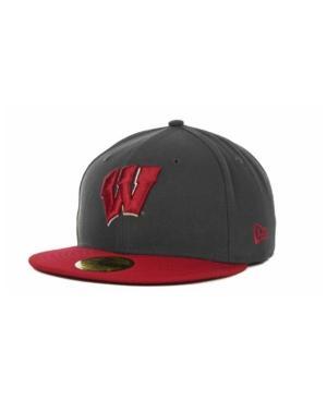 New Era Wisconsin Badgers 2-tone Graphite And Team Color 59fifty Cap