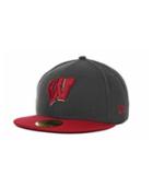 New Era Wisconsin Badgers 2-tone Graphite And Team Color 59fifty Cap