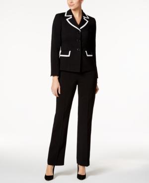 Le Suit Jayden Contrast-trim Three-button Pantsuit