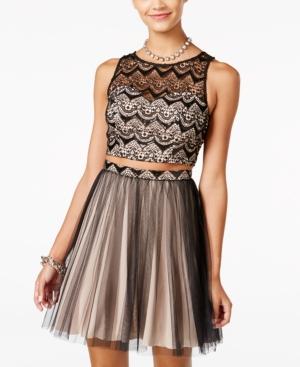 Sequin Heart Juniors' 2-pc. Lace Tulle Fit & Flare Dress
