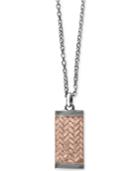 Effy Men's Two-tone Woven-look Dog Tag Pendant Necklace In 18k Rose Gold-plated And Black Rhodium-plated Sterling Silver