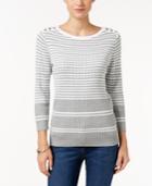 Karen Scott Embellished Striped Sweater, Only At Macy's