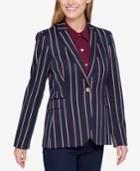 Tommy Hilfiger Striped One-button Blazer, Created For Macy's