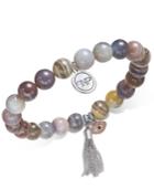 Paul & Pitu Naturally Two-tone Agate Beaded Stretch Charm Bracelet