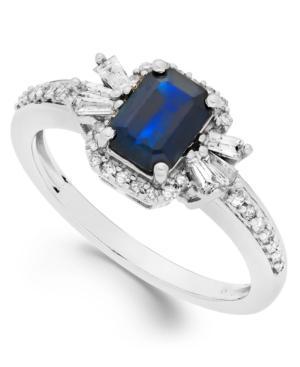 Sapphire (7/8 Ct. T.w.) And Diamond (1/3 Ct. T.w.) Ring In 14k White Gold