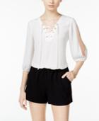 Bcx Juniors' Cold-shoulder Lace-up Romper