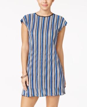 Speechless Juniors' Striped Lattice-back Shift Dress