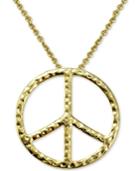 Giani Bernini Textured Peace Sign Pendant Necklace In 18k Gold-plated Sterling Silver