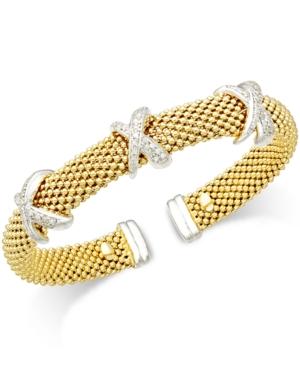 Diamond Mesh X Bangel Bracelet (1/2 Ct. T.w.) In 14k Gold-plated Sterling Silver