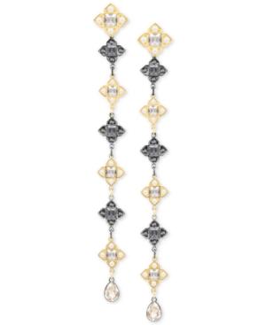 Swarovski Two-tone Crystal & Imitation Pearl Linear Drop Earrings
