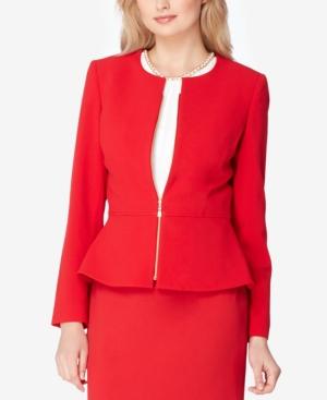Tahari Asl Petite Zip-up Peplum Blazer