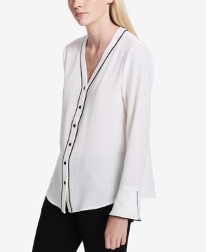 Calvin Klein V-neck Contrast-trim Blouse
