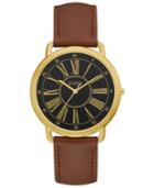 Guess Women's Brown Leather Strap Watch 41mm