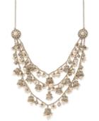 Marchesa Gold-tone Bead & Imitation Pearl 7-1/2 Statement Necklace