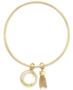 Bcbgeneration Gold-tone Initial And Tassel Bangle Bracelet
