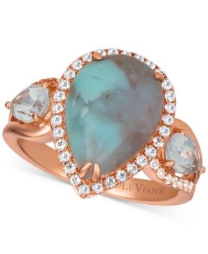 Le Vian Sky Aquaprase (14 X 10mm) & White Topaz (1-1/5 Ct. T.w.) Ring In 14k Rose Gold