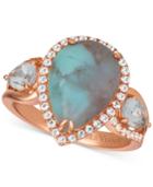 Le Vian Sky Aquaprase (14 X 10mm) & White Topaz (1-1/5 Ct. T.w.) Ring In 14k Rose Gold