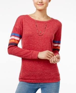 Hippie Rose Juniors' Striped-sleeve Top