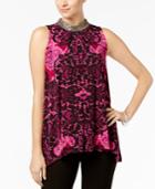 Alfani Embellished Printed Top, Created For Macy's