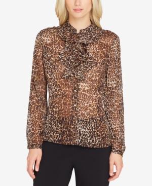 Tahari Asl Sheer Ruffled-collar Blouse, Regular & Petite