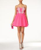 As U Wish Juniors' Strapless Jewel-embellished A-line Dress
