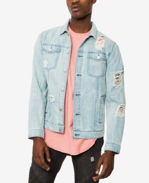 Jaywalker Men's Relaxed-fit Destroyed Denim Trucker Jacket