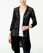 Jm Collection Petite Open-front Crochet Cardigan, Only At Macy's