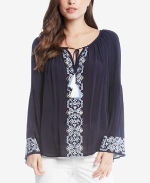 Karen Kane Embroidered Tassel-tie Top