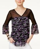 Inc International Concepts Petite Floral-print Illusion Top, Created For Macy's