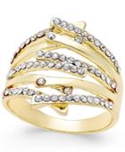 Inc International Concepts Gold-tone Interlocking Crystal Bar Statement Ring, Only At Macy's