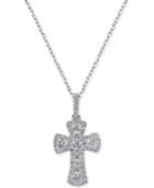 Diamond Cross Pendant Necklace (1/2 Ct. T.w.) In 14k White Gold, 16 + 2 Extender