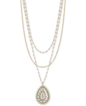 Lucky Brand Two-tone Triple-layer Long Pendant Necklace