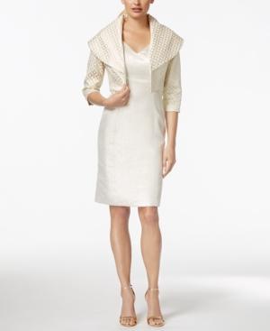 B Michael Metallic Sheath Dress And Printed Jacket