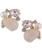 Carolee Gold-tone Cluster Stud Clip-on Earrings