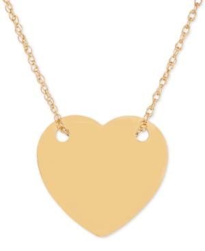Flat Heart Pendant Necklace In 14k Gold