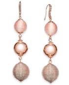 Inc International Concepts Rose Gold-tone Wire-wrapped Stone Triple Drop Earrings, Created For Macy's