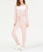 Material Girl Active Juniors' Cold-shoulder Velvet Jumpsuit, Created For Macy's