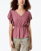 American Rag Juniors' Button-front Flutter Top, Created For Macy's