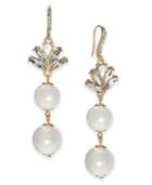 Inc International Concepts Gold-tone Multi-stone & Imitation Pearl Drop Earrings, Created For Macy's