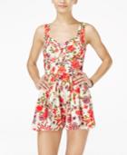 Material Girl Juniors' Floral-print Keyhole Romper, Only At Macy's