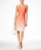 Connected Ombre-stripe-print Belted Sheath