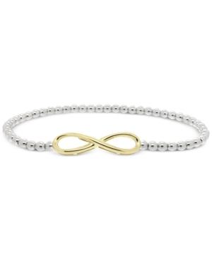 Beaded Infinity Stretch Bracelet In Sterling Silver And 10k Gold