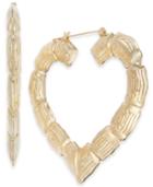 Thalia Sodi Gold-tone Bamboo Heart Hoop Earrings, Created For Macy's